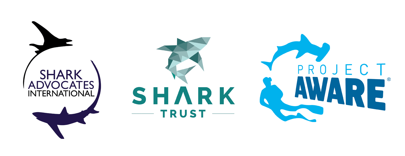 Logos: Shark Advocates International, The Shark Trust, Project Aware.
