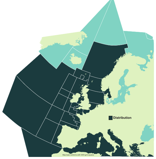 Map of the known distribution of the Blue Shark