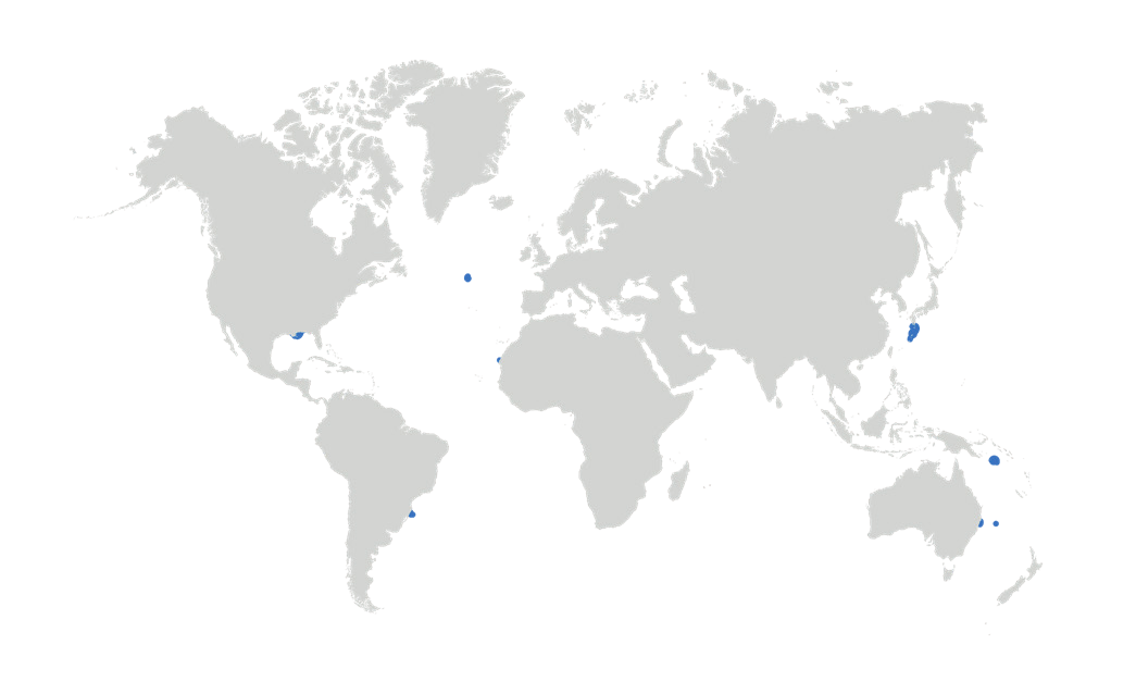 Map of the known distribution of the Cookie-Cutter Shark