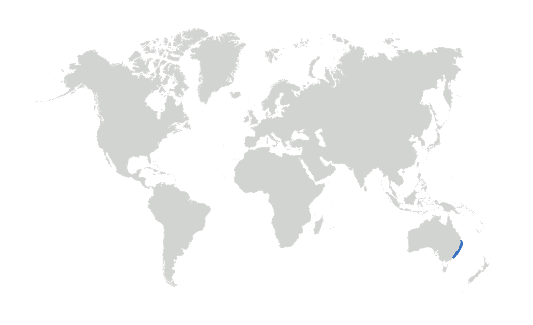 Map of the known distribution of the Crested Horn Shark