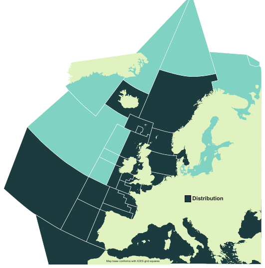 Map of the known distribution of the Thornback Ray