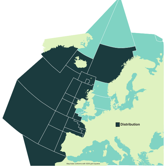 Map of the known distribution of the Great Lanternshark