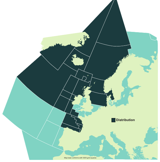 Map of the known distribution of the Greenland Shark