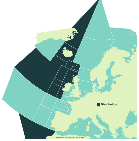 Map of the known distribution of the Iceland Catshark