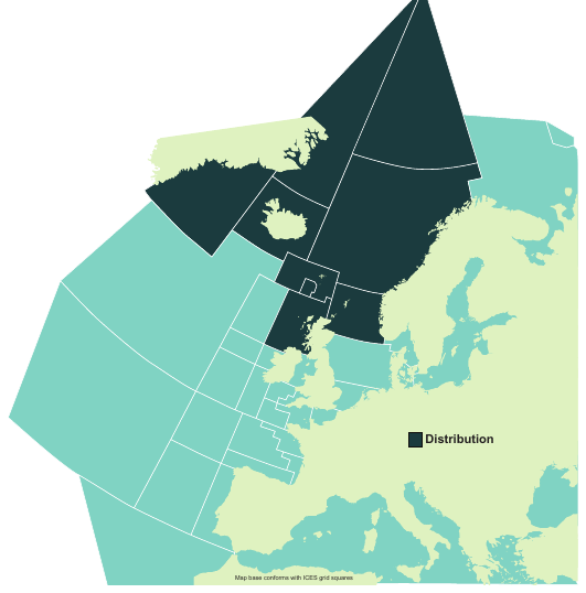 Map of the known distribution of the Arctic Skate