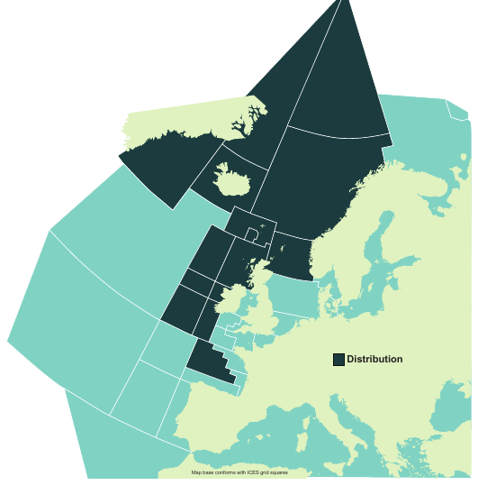 Map of the known distribution of the Round Skate
