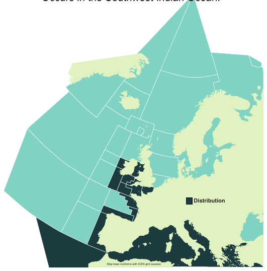 Map of the known distribution of the White Skate
